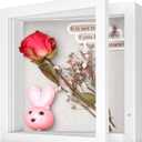 Califortree 5x5 Shadow Box Frame with Linen Back - Sturdy Rustic Memory Display Case of Flower, Pictures, Medals and More, White