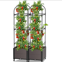 Raised Garden Bed Planter Boxes with Trellis, Gardening System-Self Watering Planter with Wheels, Plants Outdoor and Indoor Tomato Cage for Climbing Vegetables Plants & Herbs & Flowers