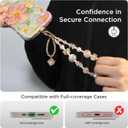 POSADINA Phone Charm for Women, Anti-Theft Phone Wrist Strap Hands-Free & Beaded Chain, Detachable Cell Phone Lanyard with Tether Tab