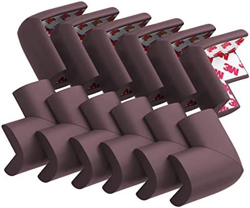 10 Pack Soft Corner Protector Baby Proofing Edge and Corner Guards, Table Corner Protectors for Furniture, Safety Pre-Taped Rubber Corner Covers for Fireplace, Stair, Cabinet (Brown)