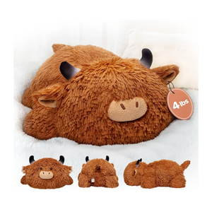 Mewaii 4 Lbs Weighted Stuffed Animals - Heavy Belly & Limbs, 23" Highland Cow Plush for a Realistic Hug, Super Soft Fluffy Plush Toy for Kids and Adults