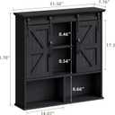 Vabches Bathroom Wall Cabinet, Farmhouse Medicine Cabinet with Double Sliding Barn Door and Adjustable Shelves, Wooden Vintage Storage Cabinet Wall Mounted for Bathroom, Kitchen Dining, Black, 31.5"W X 30.7"H X 7.76"D