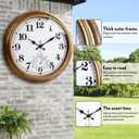 16 Inch Large Outdoor Clock Retro Waterproof Clock Non-Ticking Indoor/Outdoor Wall Clock with Thermometer, Battery Operated for Pool, Patio, Garden, Bronze