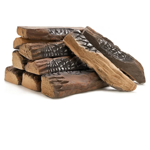 BIOMAND Gas Log for Fireplace, 10 Peice Realistic Ceramic Wood Logs for Fire Pit, Reusable Fake Fire Logs for Ventless, Gas or Propane Inserts