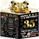 Joycard 35th Birthday Card for Women Men, 3D Pop Up Happy Birthday Gift for Her Him, Funny 35 Year Old Birthday Decorations for Daughter Son, Back in 1991 Laser Gold Retro Theme