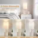 GyroVu Ceramic Small Table Lamp Set of 2, Adjustable Color Temperature Bedside Nightstand Lamps with Pull Chain for Bedroom Living Room Reading, 2 Bulbs (White)