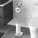 Toilet Paper Holder Stand for Bathroom Floor Standing Toilet Roll Dispenser Storages 4 Reserve Rolls, with Top Storage Shelf for Cell Phones, Wipe, Wallet and More(Chrome)