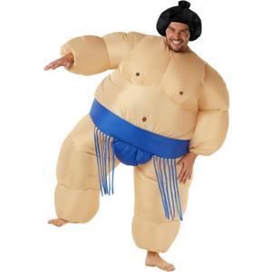Morph Sumo Wrestling Suits For Adults, Sumo Wrestler Costume, Inflatable Halloween Costume Adult, Funny Costumes for Adults (One Size, Blue)