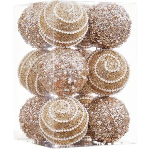 Champagne Gold Christmas Ball Ornaments, Christmas Ball Decorations Shatterproof Plastic Hanging Pearl Balls for Holiday Party(70mm/2.76", 12ct)
