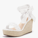 Syktkmx Womens Braided Wedge Espadrille Sandals Lace Up Slingback Open Toe Summer Platform Heeled Shoes, Size 9