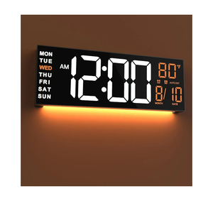 JALL 16" Large Digital Wall Mount Clock, Count Down Timer, Alarm, Big LED, RGB Color, DST, Temperature for Living Room Classroom Desk, Xmas, Birthday Gift for Senior Mom Dad (White Orange, 16 inches)