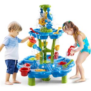 Water Table for Toddlers 3-5, Kids Sand Water Table, Water and Sand Activity Sensory Tables Summer Outdoor Toys Beach Toys for Outside Backyard for Kids Toddlers Age 3 4 5 6 7 8