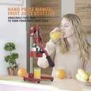 19 Inch Height Extra Tall Commercial Heavy Duty Cast Iron Hand Press Manual Orange Citrus Lemon Lime Grapefruit Pomegranate Fruit Juice Squeezer Machine with Stainless Steel Cup Red
