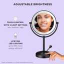 Conair Lighted Makeup Mirror, Double-Sided LED Vanity Mirror with 1X/10X Magnification, 3 Light Settings, 3 Modes, 360 Rotation, Matte Black Finish
