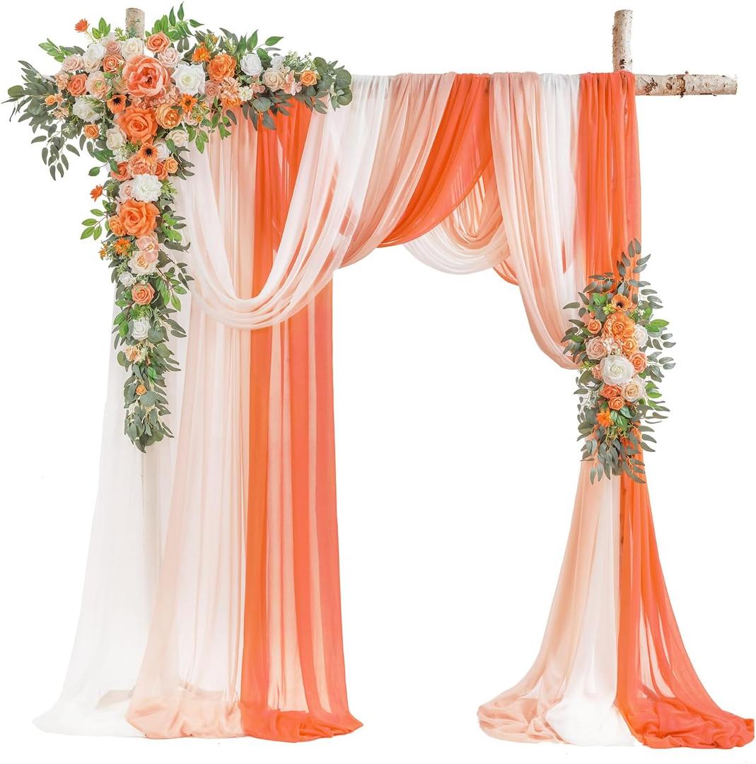 TINGE TIME Artificial Arch Flowers Kit Pack of 5, Wedding Decorations for Reception with Hanging Flowers, Wedding Arch Silk Floral Arrangements Ceremony Backdrop Bridal Shower Outdoor Party Decor (Coral Pink & Champagne)