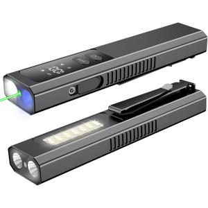 5 IN1 Rechargeable EDC Flat Flashlight, PRO Flashlight with Green Beam, UV and White LED Combo, High Lumens Pocket Lights with Magnet, LT010 Four Sources Perfect for Checking Work (Black)