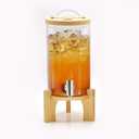 1.2 Gallon Glass Drink Dispenser For Parties, beverage dispenser with Bamboo wood stand And Stainless Steel Spigot, Juice or lemonade dispenser Laundry Detergent Dispenser (1 PACK)