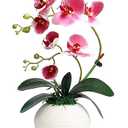Forlaoers Modern 17" Pink Artificial Orchid Faux Flowers in vase Fake Plant Floral Arrangements Table Centerpieces for Dining Room Home Office Bathroom Decorations Indoor Farmhouse Wedding Decor