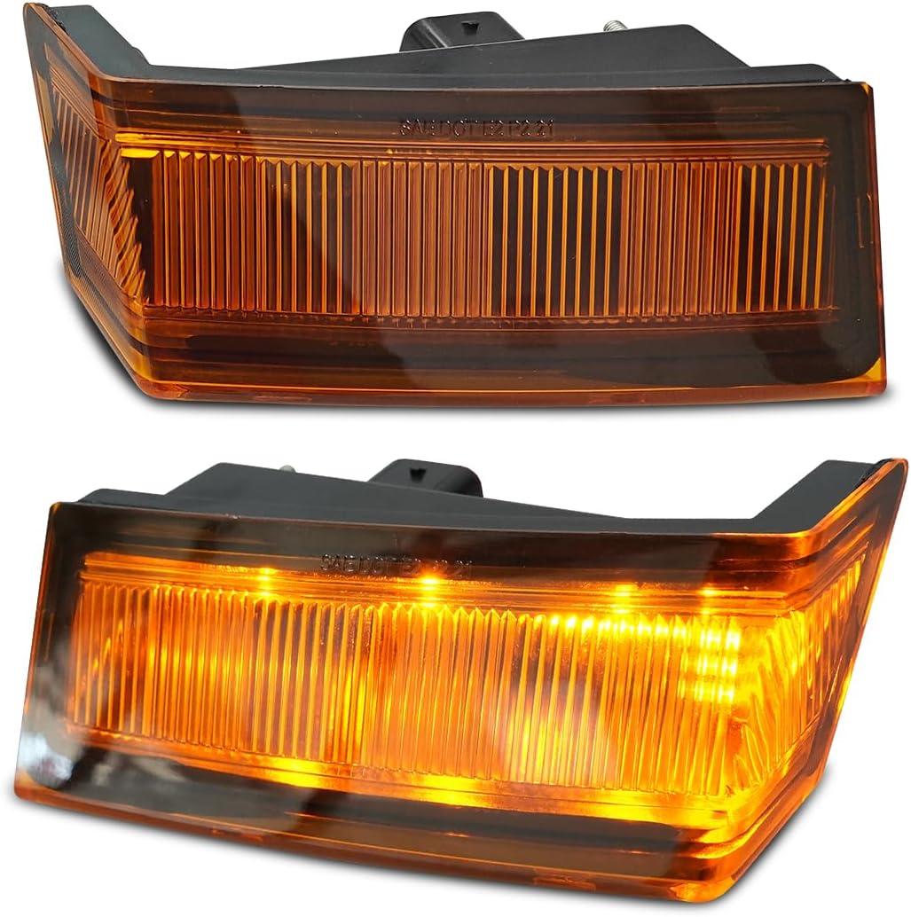 FV Pair LED Turn Light for Freightliner Cascadia Side Marker Foot Step Light 2018 up with 19 LED Amber (F01053-LR)