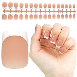 4 x JODSONE French Tip Press On Nails - 15 Sizes Nude Medium Square French Tips,Soft Gel Nail Tips False Nails Extensions Nail Art DIY(150Pcs)