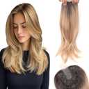 Lumhun 20Inch Hair Toppers for Women with Thinning Hair, Heat Resistant Fibre Synthetic 6.5" x 6.5" Base,Long Layered Topper for Women(Ombre Blonde with Dark Root, 20Inch)