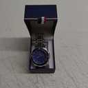 MEN'S SILVERTONE BRACELET WATCH WITH BLUE DIAL