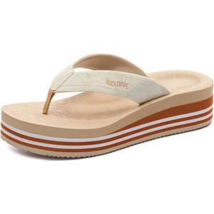 RockDove Womens Vista Platform Flip Flops Stylish Sandals | Wedge, Non-Slip, Cushioned, Open Toe, Waterproof, Indoor/Outdoor Sole, Beach Vacation, Comfortable, Skin-Friendly, Gift