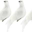Darware Large White Doves (Set of 3); 8-Inch Long Artificial Doves Figures, Christmas and Wedding Decorations/Large Ornaments