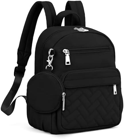 SYTRAH Mini Backpack for Women Small Backpack Purse, Anti Theft Backpack Waterproof Lightweight Puffer Back packs for Travel, Work with Coin Purse Black