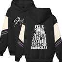 SKZ Hoodie Felix Bangchan Hyunjin Jisung Changbin Minho Seungmin Sweatshirt Merch for Women (Black, XXL)