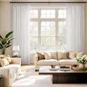 MIULEE Pinch Pleated Linen Curtains 90 Inches Long 2 Panels for Bedroom Living Room, Soft Thick Linen Textured Window Drapes Pleat Back Tab Hooks Semi Sheer Light Filtering Neutral Farmhouse