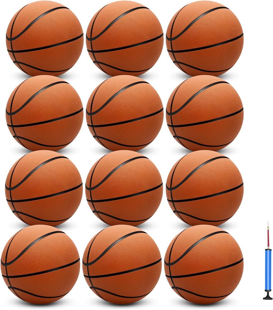 12 Pack 29.5" Official Size 7 Basketball Balls Inflatable with Pump for Men for Outdoor, Indoor or Training Men's Adult Basketball (Orange)