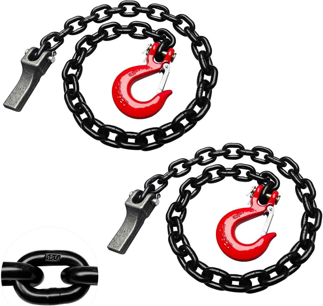 Grade 80 Trailer Safety Chains - 35 Inch Tow Chains with 5/16" Clevis Slip Hook and Chain Retainer, Trailer Chains 21,000 lbs Break Strength for Lifting,Towing and Transporting(2-Pack)