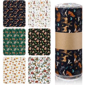 Redbaker 30 Pcs Reusable Paper Towel Paperless Towel with Cardboard Roll Reusable Cloth Paper Napkins for Kitchen Washable Napkins Fit on All Holder Roll Home Household Clean(Animal,10 x 12 in)