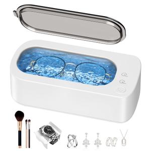 Ultrasonic Jewelry Cleaner Machine: 48KHz Ultra Sonic Cleaner for Jewelry,Eyeglass,Rings,Watch Band,Dentures,with Dual Cleaning Modes,350ML 304 Stainless Steel Tank,Gift for Wife,Mom,Daughter (White)