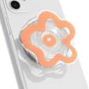 OnTheGrip Cute Transparent Daisy Flower Shape Design Mobile Phone Grip Compatible with Magsafe Multi Functional Collapsible Stand Holder for Smartphone Tablet Cell Phone Accessory (Coral)