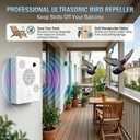 2Pack Upgraded Ultrasonic Bird Repellent Devices Outdoor & Bat Deterrent Rechargeable Woodpecker Deterrent for House Pigeon Repellent to Keep Birds Bats Out of Attic Porch Balconies Indoor