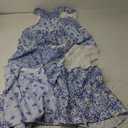 ABYOVRT Women Floral Maxi Dress Spaghetti Straps V Neck Patchwork Flowy Boho Sundress Tiered Long Dresses L