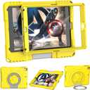 Kids Case for iPad 5th/6th Generation 9.7-inch 2017/2018 Release, Lainergie iPad Air 2 Case with Screen Protector, iPad Pro 9.7 Protective Cover Case Lightweight Shockproof with Handle Stand,Yellow