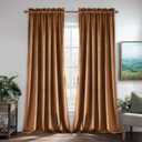 JIUZHEN Velvet Curtains for Living Room - 96 inches Thermal Insulated Room Darkening Privacy Protect for Parlor/Gallery, Set of 2 Window Curtain Panels with Tiebacks, 60W x 96L, Brown