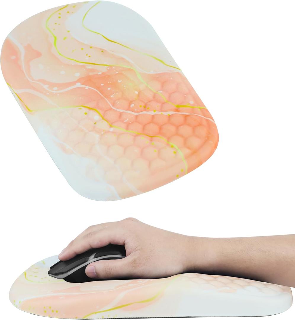 Ergonomic Mouse Pad with Wrist Support, Comfortable Memory Foam Mousepad with Massage Design and Non-Slip PU Base, Wrist Rest Mouse Pad for Office and Home, 12x8 Inch
