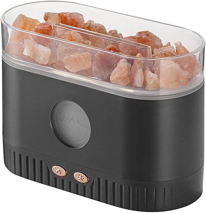 Aromatherapy Essential Oil Diffuser, 3-in-1 Himalayan Salt Lamp Diffuser with 7 Color Lights, 200ml Ultrasonic Cool Mist Humidifier for Home Bedroom Yoga, Himalayan Pink Salt Therapy (Grey)