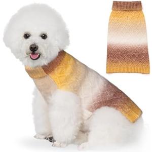 YUDODO Dog Sweater for Small Dogs Colorful Knitted Puppy Sweater Pet Dog Winter Clothes Warm Sweater for Yorkies Chihuahua(Large,Gradient Brown), L