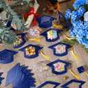 Motiskyy 30 Pack Graduation Cap Candy Card Class of 2026 Grad Party Favor Candy Dome Greeting Card with Tassel Chocolate Holder College High School Graduate Gift Box DIY Supplies (Blue,Gold)