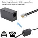 Telephone Extension Cord Phone Cable Line Wire, with Standard RJ11 Plug (100FT-Black)