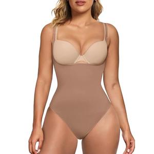 SHAPERX Open Bust Shapewear Tummy Control Bodysuits for Women Seamless Compression High Waisted Body Shaper, SZ5315-Sienna-S/M