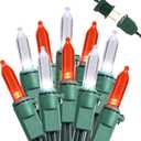 Brizled Red & White Christmas Lights, 33ft 100 LED Christmas Tree Lights, 120V UL Listed Mini String Lights Connectable, Plugin LED Xmas Lights, Indoor Christmas Lights for Outdoor Party Home Decor