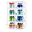 Clemate 15 Pack Shoe Storage Boxes, Clear Plastic Stackable Shoe Organizer for Closet, Shoe Box with Magnetic Door, Foldable Shoe Storage Bin, Sneaker Storage Box Shoe Rack Container Holder, Size 9