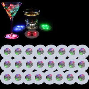 LED Coaster, 25 Pack LED Cup Holder Lights, Liquor Bottle Light Stickers Coasters, Flash Light Up Bar Coaster for Club, Bar, Party, Wedding Decor