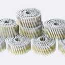Wire Coil Siding Nails - 1-1/2 x 0.092 Ring Shank 15 Degree Full Round Head Siding Nails, 3600 Count Hot-Dipped Galvanized for Rough Nailing of Lathing and Sheathing Materials